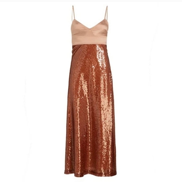 New A.L.C. Gisele Sequined Brownsirocco Midi Dress NWT 6 US - Picture 9 of 17